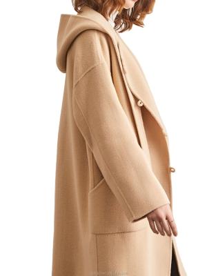 China Young Ladies Breathable Wool Herringbone Wool Rabbit Ear Fashion Cashmere 100 Doublefaced Hooded Coat for sale