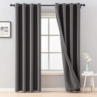 China Very Soft Solid Blackout Blackout Curtain Thermal Insulated Ring Top Decorative Darkening Curtain With Grommets For Living Room Bedroom for sale