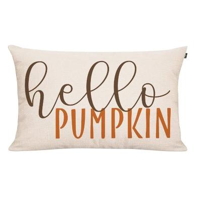 China Anti-Pull 20x12 Inch Autumn Tile Hello Pumpkin Cushion Cover Autumn Decor Fall Pumpkins Pillow Cover Outdoor for sale