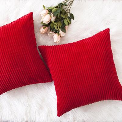 China ZY-TP0607-17 Anti-Decubitus Christmas Decorative Tile Covers Velvet Striped Corduroy Soft Cushion Cover Set For Holiday for sale