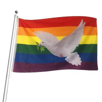 China Healthcare Institutes Customized high quality 3*5ft blue peace dove flag peace rainbow flag for sale