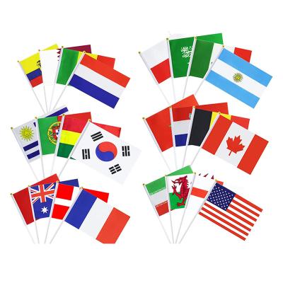 China Hanging Displays Hot Sales Best Quality Design Your Own Logo All Countries Hand Held Flags Wooden Stick Mini Netherlands Hand Flag worldcup for sale