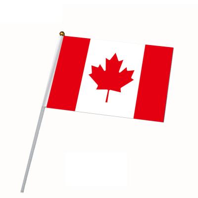 China Hanging Displays Wholesale Canada Hand Held Flags Hand Flag National Day Decoration Polyester Small Mini Canada Stick Flags for sale