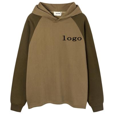 China Custom Anti Shrink Block Color Hoodie Mens Heavy Cut Stitched Pullover Off The Shoulder Cotton Quilting Hoodie For Both Men And Women for sale