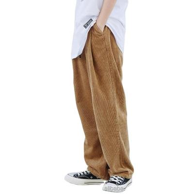 China Custom Logo Corduroy Cargo Flared Track Pants Anti-Static Mens Jogger Sweatpants Sportswear Cotton Pants Male Custom Pants For Men for sale