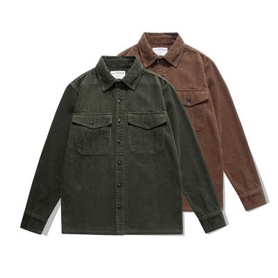 China 2023 Hot Selling Single Breasted Men's Casual Corduroy Long Sleeve Shirt Anti-Shrink Outdoor Work Tops Long Sleeve Shirt for sale