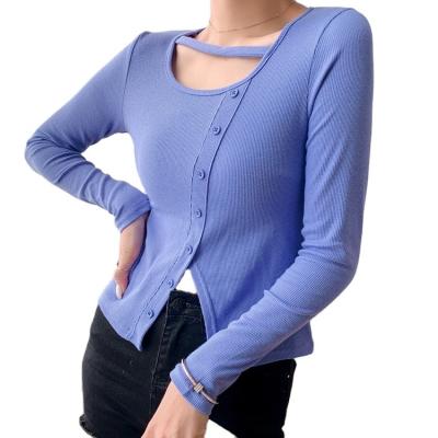 China QUICK DRY Fit Slim Long Sleeve Compression Strap Sport Running Top Yoga Gym Exercise Cut Out T Shirts For Women for sale