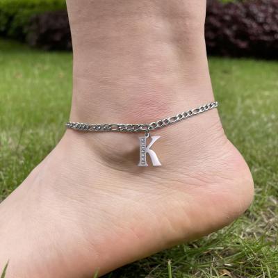 China Wholesale TRENDY Stainless Steel Customized Simple 26 Alphabet Anklets Leg Bracelet Jewelry Initial Letter Anklet For Women Ladies for sale