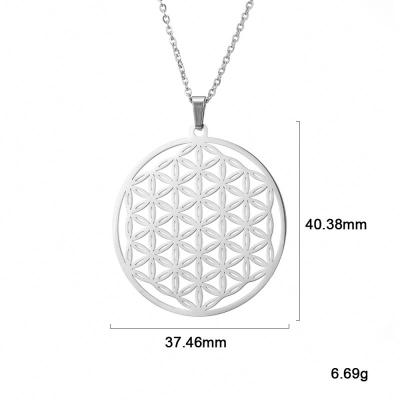 China Unique Single Flowers Of Life Necklace Mens Stainless Steel Boys Necklace Dropshipping for sale