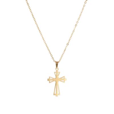 China Vintage Religious Cross Necklace Christian Faith Cross Pendant Stainless Steel Prayer Jewelry for sale