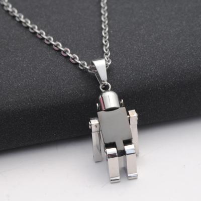 China New Arrival Cute Fashion Korean Men's Necklace Robot Stainless Steel Pendants For Friend Gift for sale