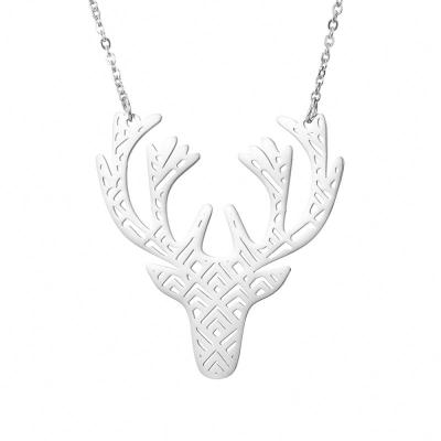 China Cute Deer Head Pendant Stainless Steel Necklace China Jewelry Manufacturer Dropshipping Large Stock for sale