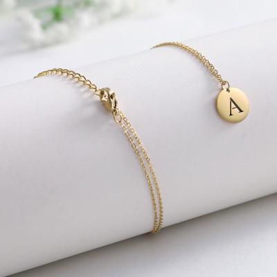 China 18k Gold 26 Letters Stainless Steel Jewelry CLASSIC Necklace Coins Dropshipping for sale