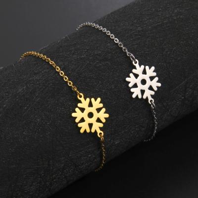 China Wholesale Trendy Boutique 18K Gold Stainless Steel Hollow Snowflake Bracelets For Christmas Jewelry Gifts for sale