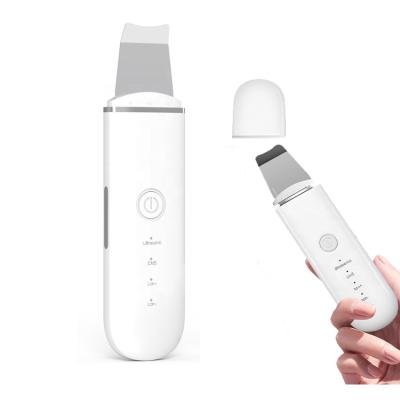 China DEEP CLEANSING OEM Logo Factory Beauty Care Facial Cleansing Peeling Spatula Ion EMS Ultrasonic Skin Scrubber for sale