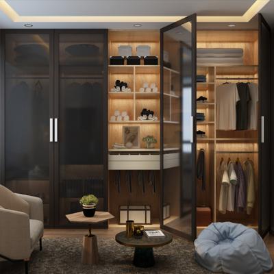 China Contemporary Custom Wood Design Modern Bedroom Closet Wardrobe for sale