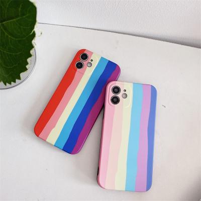 China Anti-drop Rainbow Phone Case TPU Back Cover For iPhone 12/Redmi Note 10 for sale