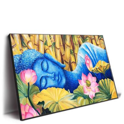 China Custom Cheap Price Customization Giclee Prints Abstract Art Oil Painting Modern Buddha Head Portrait On Canvas Cotton For Living Room Decoration for sale