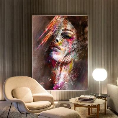 China Custom Customized Customization Woman Face Painting Canvas Wall Art Decoration Print Giclee for sale