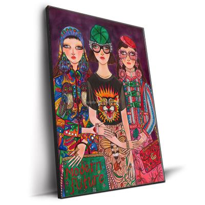 China Waterproof+ECO-Friendly Fashion Poster Prints Cartoon Painting Art Canvas Stylish Girl Pattern for Wall Decoration for sale