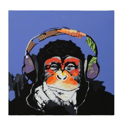 China Environmental Wall Art Canvas Painting Materials With Animal View Custom For Kids Room Gorilla Dog Picture Oil Handpainted Palette Knife Painting for sale