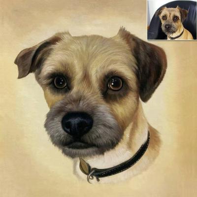 China Environmental Materials Custom Your Hand Made Pet Oil Painting Wall Art Your Lovely Picture Dog Portrait On Canvas for sale