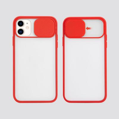 China Fashion TPU PC Slide Camera Protect Transparent Matte Clear PC Cell Phone Case Back Phone Case For iPhone 11 12 pro max for sale