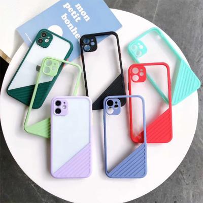 China Fashion Colorful Silicone Shockproof Hard PC Acrylic Mobile Phone Back Cover For iPhone 11 12 Pro Max for sale