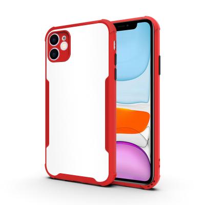 China Fashion Color Button TPU Thickening Corners TPU Shockproof Cell Phone Case Acrylic Cover For iPhone 11 Pro Max for sale