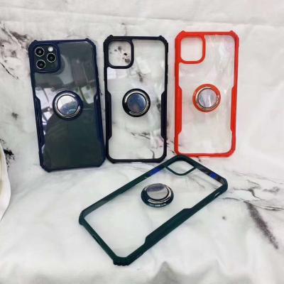 China Fashion Shockproof Acrylic Phone Case TPU Back Cover Acrylic Ring Holder Cell Phone Case For iPhone 11 12 for sale