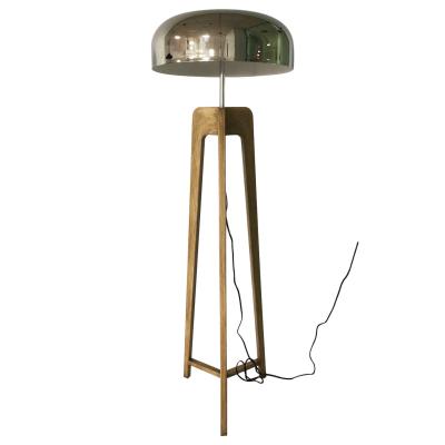 China Modern hotel wind floor lamp, modern metal shade and wood light body for sale