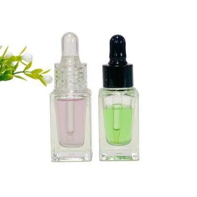 China Yiwu Square 10ml Luxury Cosmetic Bottle Wholesale Serum Oil Perfume Thick Glass Dropper Bottles With Clear Cap for sale