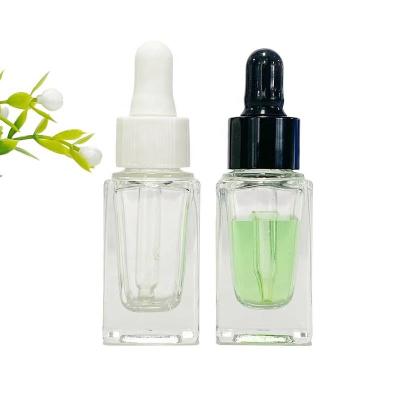 China Wholesale Clear Thick Square Bottle Essential Oil Serum Dropper 10ml Small Glass Bottles Bottom Bottom Cosmetic for sale