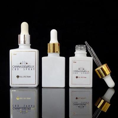 China Cosmetic 15ml 30ml 50ml 100ml Frosted Black White Body Square Rectangular Hair Essence Oil Glass Perfume Serum Bottles With Dropper for sale