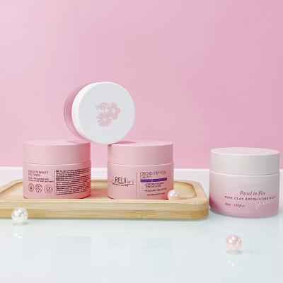 China Custom Cosmetic Container 30g 50ml 8oz Matte Frosted Pink Body Cream Jar Face Cream Body Scrub Butter Glass Cosmetic Jar With Lids for sale