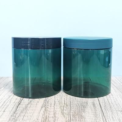 China Eco - Friendly Round Plastic Body Butter Cosmetics Green Pet Jar for sale