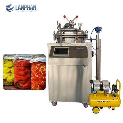 China 75l 100l 150l Contador de alimentos de alta pressão Esterilizador de retorta de pressão para alimentos engarrafados à venda