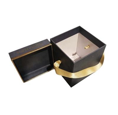 China Recyclable Lid And Black Luxury Custom Low Box Cosmetics Paper Box Small Lid And Base Box for sale