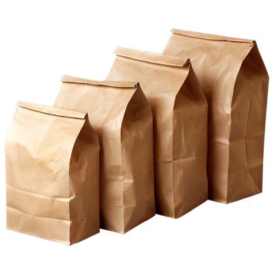 China Custom Recyclable Brown Kraft Paper Bags Wholesale Food Grade Recyclable Kraft Paper Bags With Logo Printed for sale