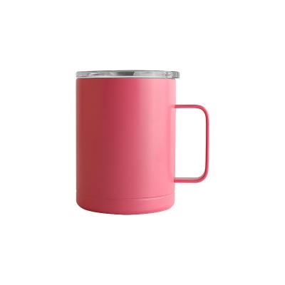 China Double Wall Insulated Vacuum Mug Camp Travel Viable Coffee Mug With Lid Stainless Steel Tumbler With Handle Handle Custom Logo for sale