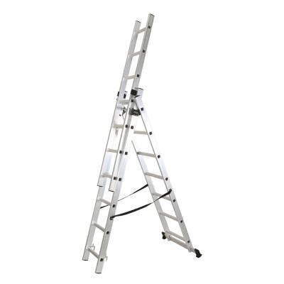 China Aluminum 3 Section Folding Ladders Ladder Triple Extension Ladder 3*7 for sale