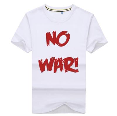 China Fabric: 100% Breathable Polyester Quick Send NO WAR Solid Top SHIRT CREWNECK T-Shirt KEEP PEACE for sale