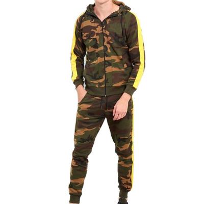 China Wholesale Custom Men's New Arrival Tracksuit Stripe QUICK DRY Joggers Sweatsuit Sleeve Camouflage Slim Fit Hoodies And Pants for sale