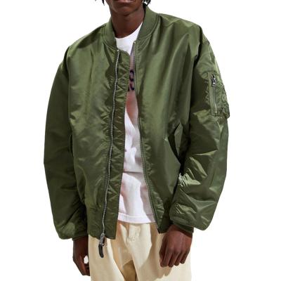 China Wholesale Reversible Bomber Jacket Men Winter Outwear Custom Made Satin Flight Boys Military Jackets Olive Green Lightweight Nylon Polyester for sale