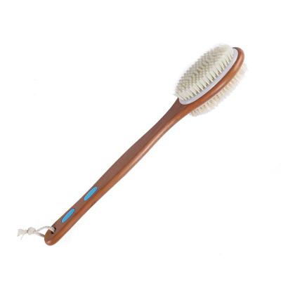 China All Natural Wood Long Handle Back Brush Natural Bristle Shower Massage Body Bath Brush for sale