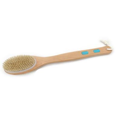 China Long Handle Bath Body Customized Natural Bamboo Body Brush Shower Cleansing Back Exfoliator Boar Hair Dry Brushing for sale