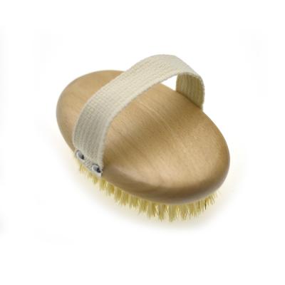 China All Natural Vegan Sisal Bristle Round Wooden Handle Massage Dry Body Bath Brush Hot for sale