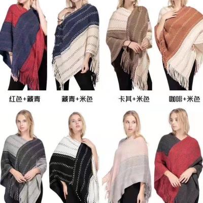 China Poncho Fashion Woman Poncho Knitted Wear Cape Woman for sale