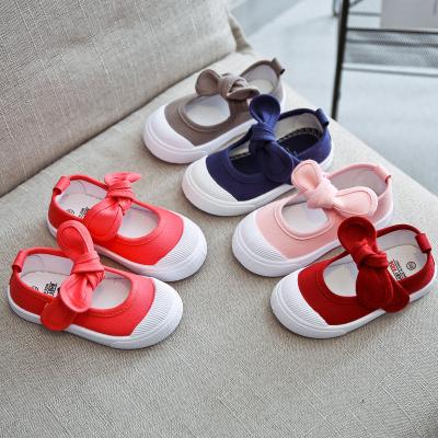 China Kids Fashion To Colored Flat Tied Canvas Shoes 21-25/26-30/31-35 for sale