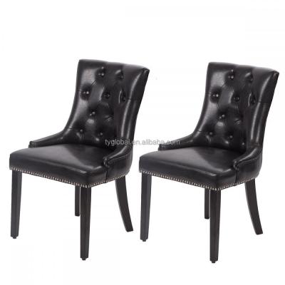 China New Design Leather Wooden Frame Chair TY-FDC221 PU Button PU Leather Dining Chair Dining Chair for sale